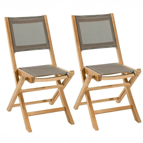 Salon de jardin en teck, 1 table carrée + 2 chaises pliantes SUMMER