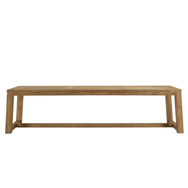 Salon de jardin teck naturel 1 table pieds inclinés 300 cm + 8 fauteuils résine tressée MANY