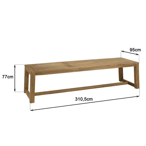 Salon de jardin teck naturel 1 table pieds inclinés 300 cm + 8 fauteuils résine tressée MANY