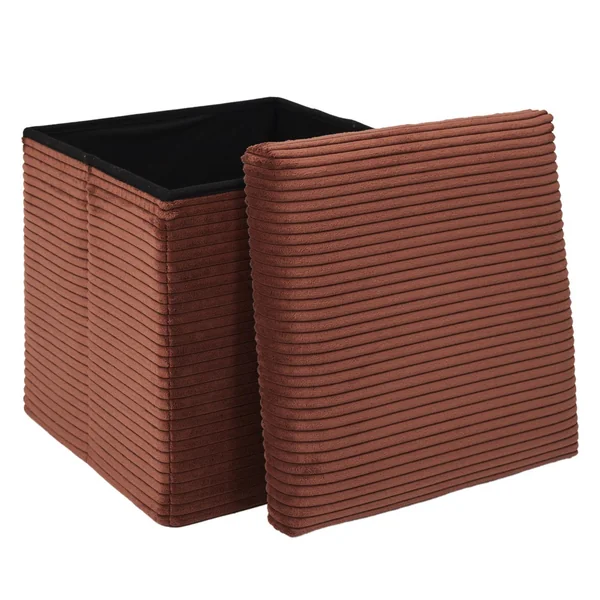 SCOTT COFFRE POUF PLIABLE COTELE TERRACOTTA