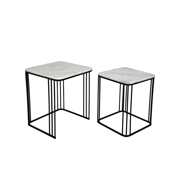 Sellette carrée plateau en marbre (lot de 2)