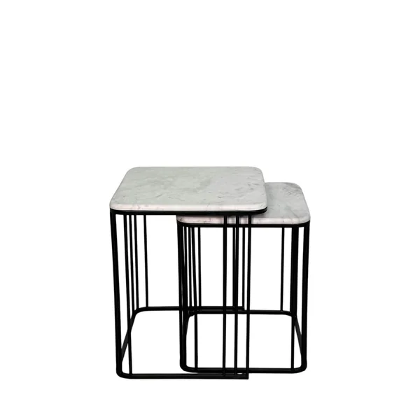 Sellette carrée plateau en marbre (lot de 2)