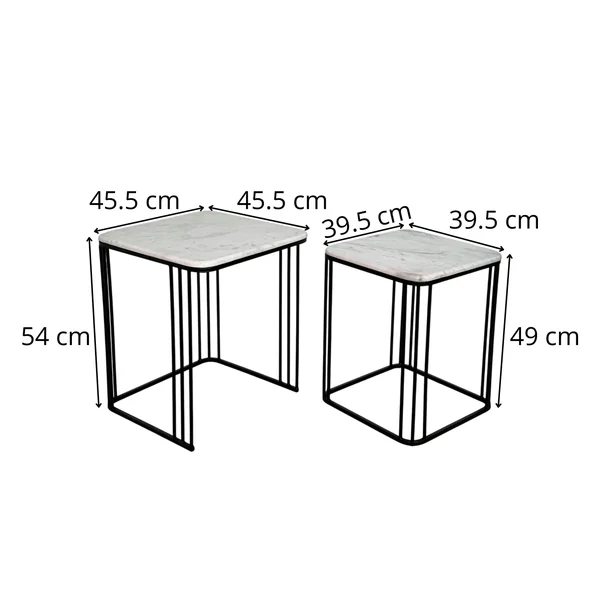 Sellette carrée plateau en marbre (lot de 2)