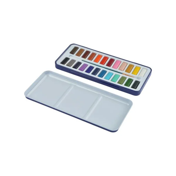 SET 24 AQUARELLES 1 PINCEAU ET PALETTE COMPARTIMENTEE