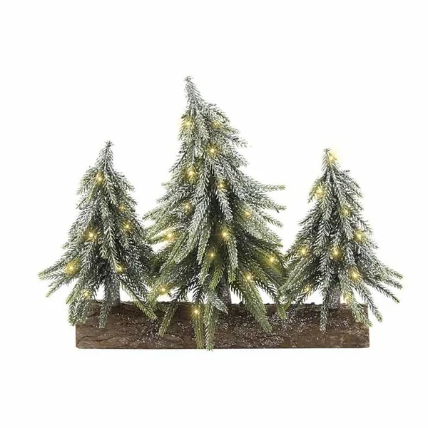 Set 3 sapins lumineux LED à lumière fixe blanc chaud à piles - 27 cm
