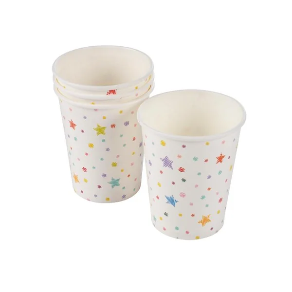 SET 6 GOBELETS PAPIER 25CL ANNIVERSAIRE COLORE