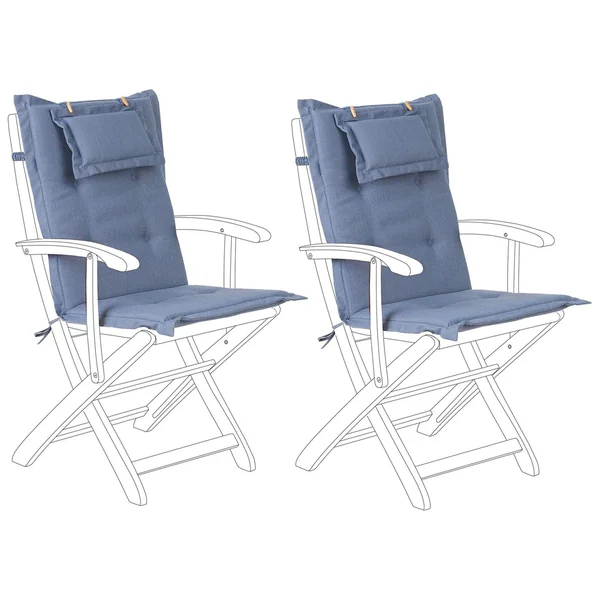 Set of 2 Back/Seat Cushions MAUI 40 x 54 cm Blue