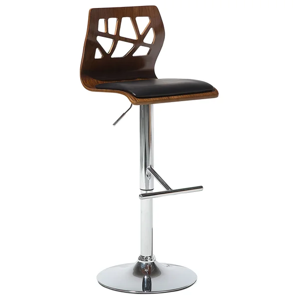Set of 2 Bar Chairs PETERSBURG Faux Leather Swivel Black/ Silver