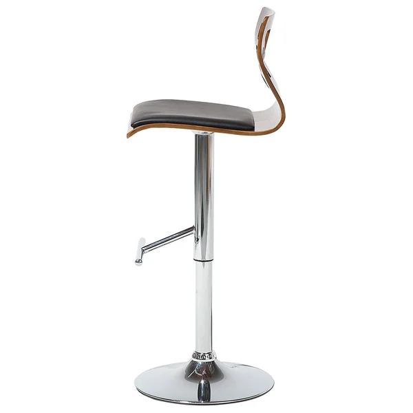 Set of 2 Bar Chairs PETERSBURG Faux Leather Swivel Black/ Silver