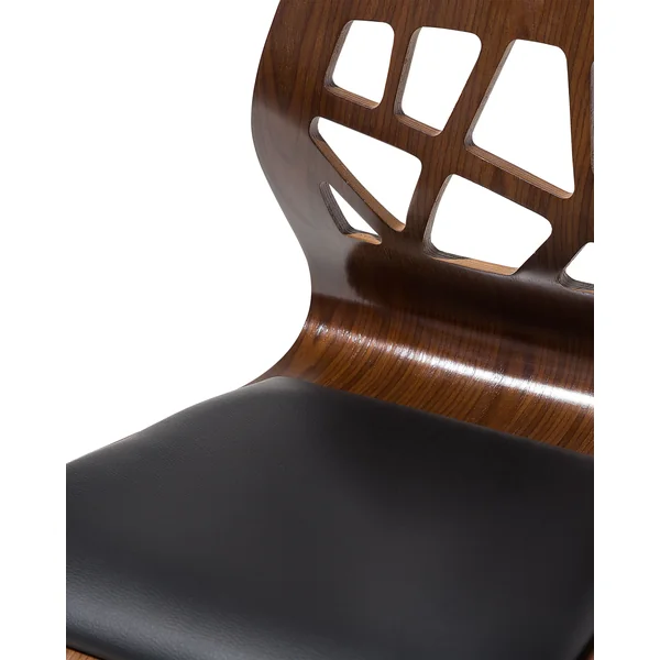 Set of 2 Bar Chairs PETERSBURG Faux Leather Swivel Black/ Silver