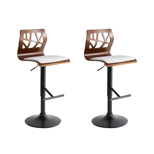 Set of 2 Bar Chairs PETERSBURG Faux Leather White/ Black