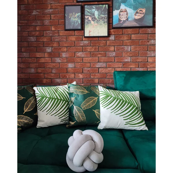 Set of 2 Decorative Cushions AZAMI Cotton 45 x 45 cm Dark Green Plant Pattern
