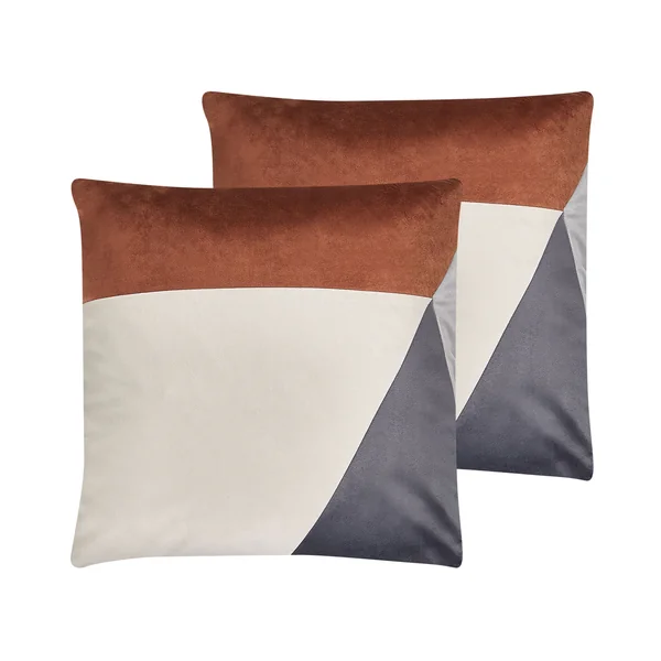 Set of 2 Decorative Cushions CAMPSIS Velvet 45 x 45 cm Multicolour Geometric Pattern