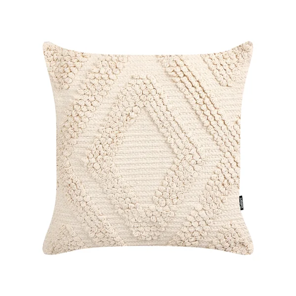 Set of 2 Decorative Cushions CATALPA Cotton 45 x 45 cm White Geometric Pattern