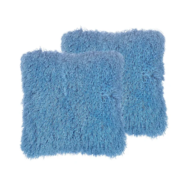 Set of 2 Decorative Cushions CIDE 45 x 45 cm Blue Solid