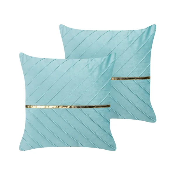 Set of 2 Decorative Cushions CONEFLOWER 45 x 45 cm Light Blue Striped