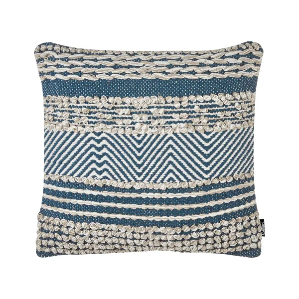 Set of 2 Decorative Cushions DEWBERRY Cotton 45 x 45 cm Blue Geometric Pattern