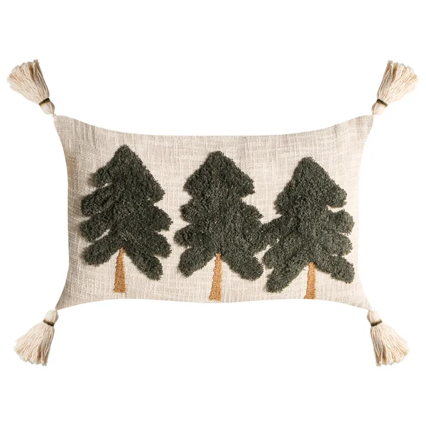 Set of 2 Decorative Cushions FAGRAEA Cotton 30 x 50 cm Light Beige Christmas Motif