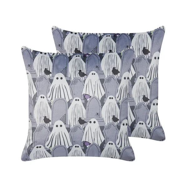 Set of 2 Decorative Cushions FANATE Velvet 45 x 45 cm Grey Abstract Pattern
