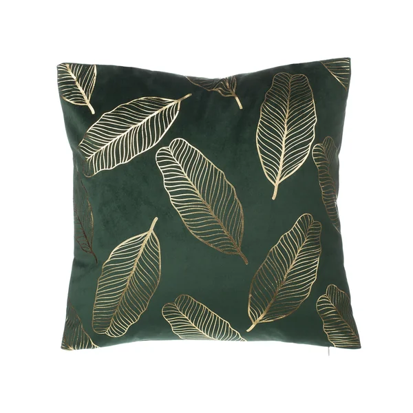 Set of 2 Decorative Cushions FREESIA Velvet 45 x 45 cm Dark Green Plant Pattern