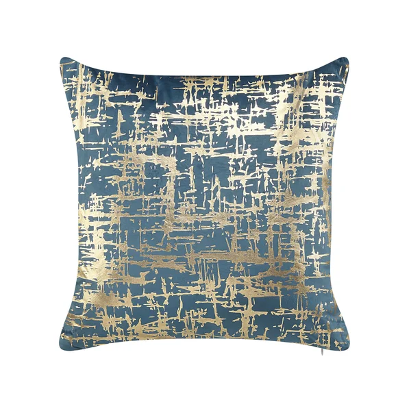 Set of 2 Decorative Cushions GARDENIA Velvet 45 x 45 cm Blue Abstract Pattern