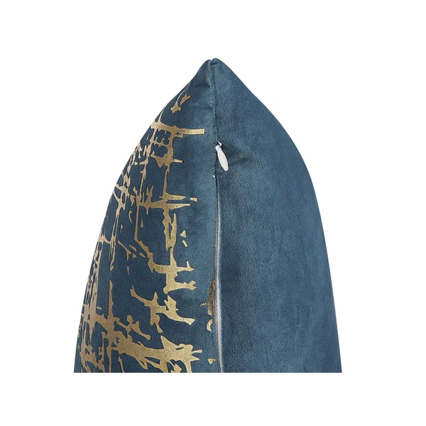Set of 2 Decorative Cushions GARDENIA Velvet 45 x 45 cm Blue Abstract Pattern