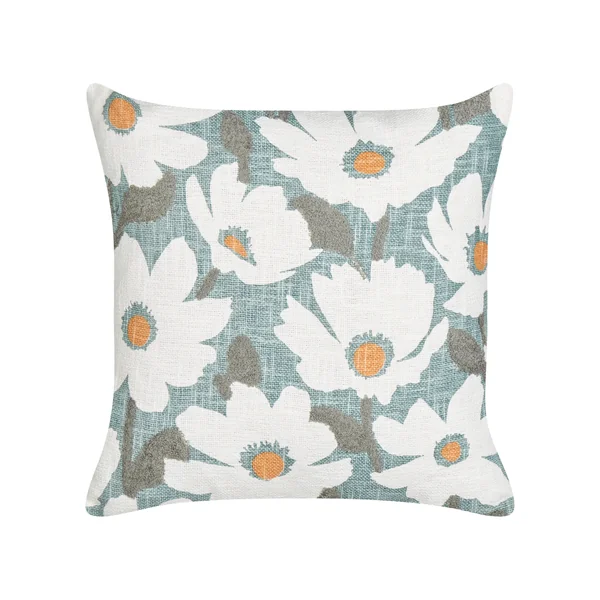 Set of 2 Decorative Cushions JATROPHA Cotton 45 x 45 cm Light Blue Floral Pattern