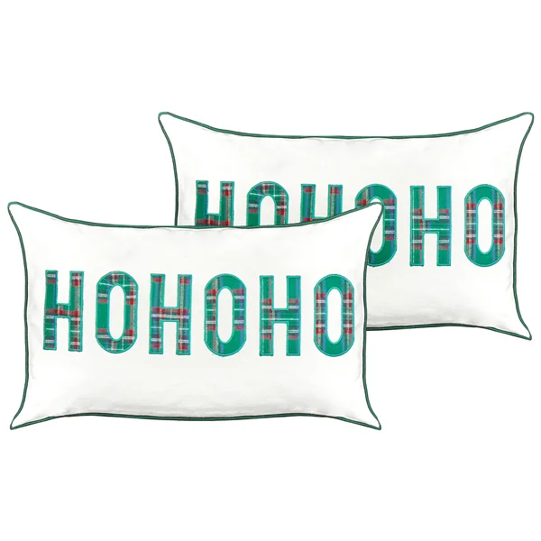 Set of 2 Decorative Cushions JOYCANDY Cotton 30 x 50 cm White Christmas Motif