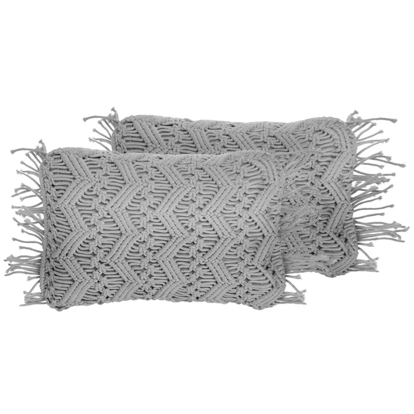 Set of 2 Decorative Cushions KIRIKKALE Cotton 30 x 45 cm Grey Geometric Pattern