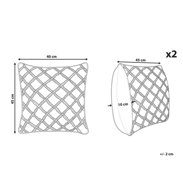 Set of 2 Decorative Cushions KIZKALESI Cotton 45 x 40 cm Grey Geometric Pattern