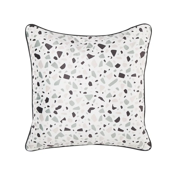 Set of 2 Decorative Cushions LAVENDER Velvet 45 x 45 cm White Terrazzo Pattern