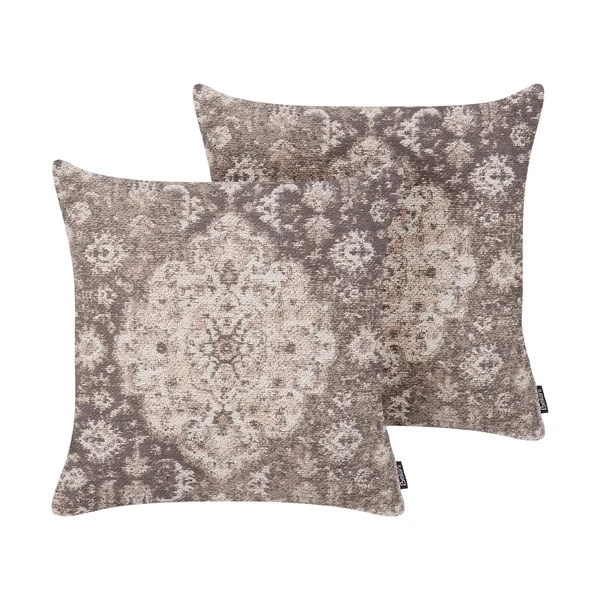 Set of 2 Decorative Cushions MIMISAL Cotton 45 x 45 cm Brown Oriental Pattern