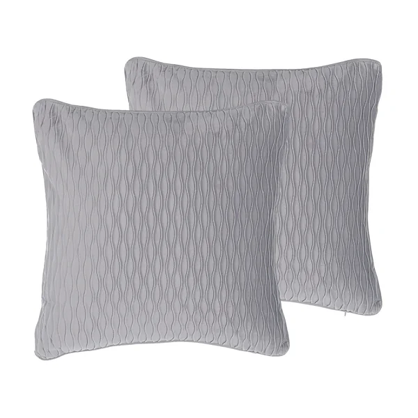 Set of 2 Decorative Cushions MOTARI Velvet 45 x 45 cm Grey Geometric Pattern