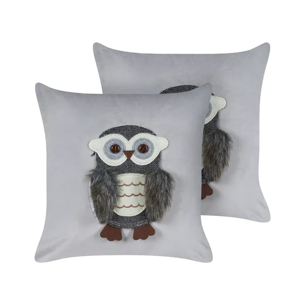 Set of 2 Decorative Cushions OPHRYS Velvet 45 x 45 cm Grey