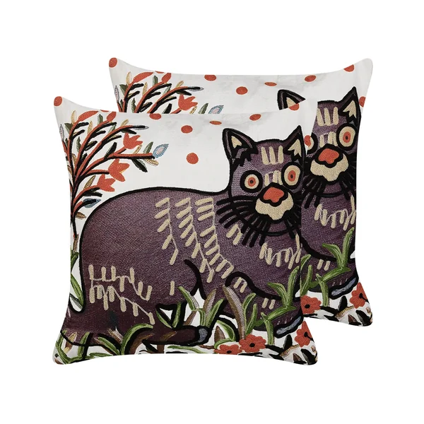 Set of 2 Decorative Cushions PHUSRO Cotton 50 x 50 cm Multicolour Animal Pattern