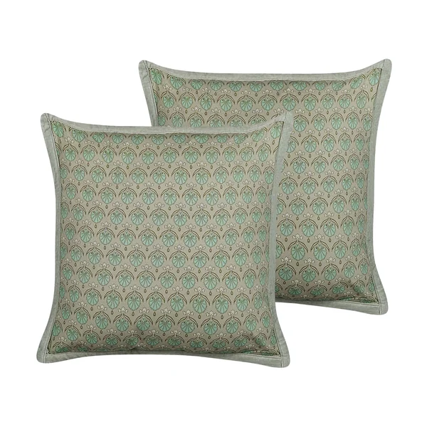 Set of 2 Decorative Cushions PICTUS Velvet 45 x 45 cm Green Plant Pattern