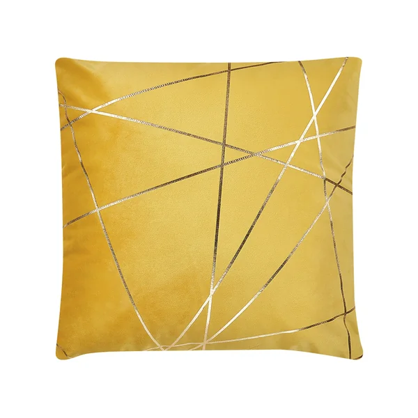 Set of 2 Decorative Cushions PINUS Velvet 45 x 45 cm Yellow Geometric Pattern