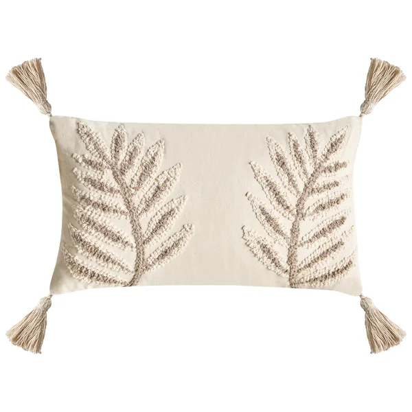 Set of 2 Decorative Cushions POMETIA Cotton 30 x 50 cm Beige Floral Pattern