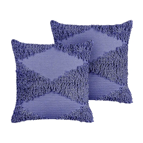 Set of 2 Decorative Cushions RHOEO Cotton 45 x 45 cm Violet