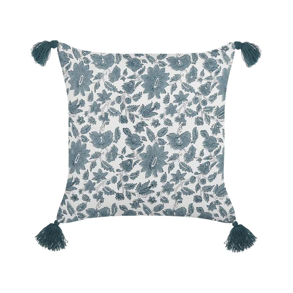 Set of 2 Decorative Cushions RUMEX Cotton 45 x 45 cm Blue Floral Pattern