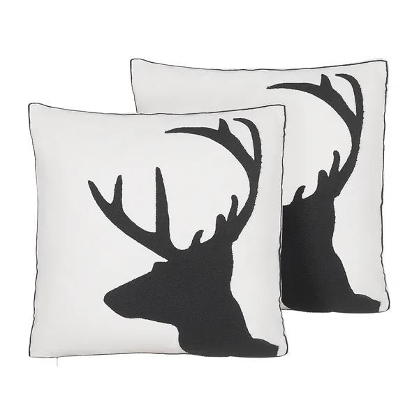 Set of 2 Decorative Cushions SHADRACK Cotton 45 x 45 cm White Christmas Motif