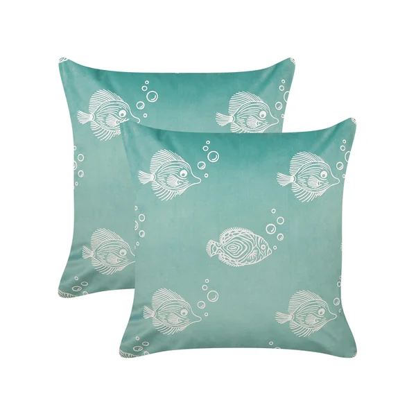 Set of 2 Decorative Cushions SOLIDAGO Velvet 45 x 45 cm Green