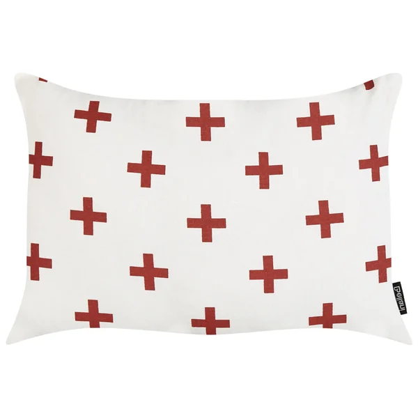 Set of 2 Decorative Cushions VELLEIA Cotton 50 x 35 cm White Geometric Pattern