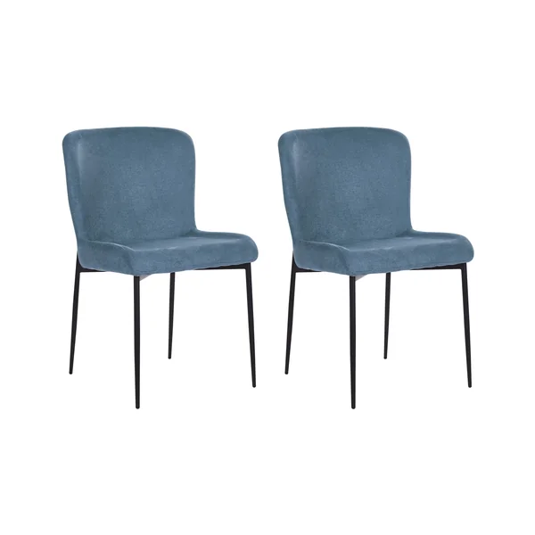 Set of 2 Dining Chairs ADA Fabric Blue