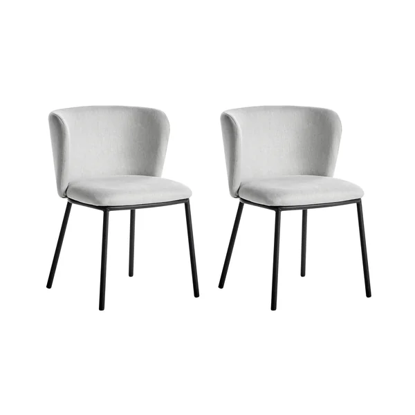 Set of 2 Dining Chairs MINA Fabric Light Grey