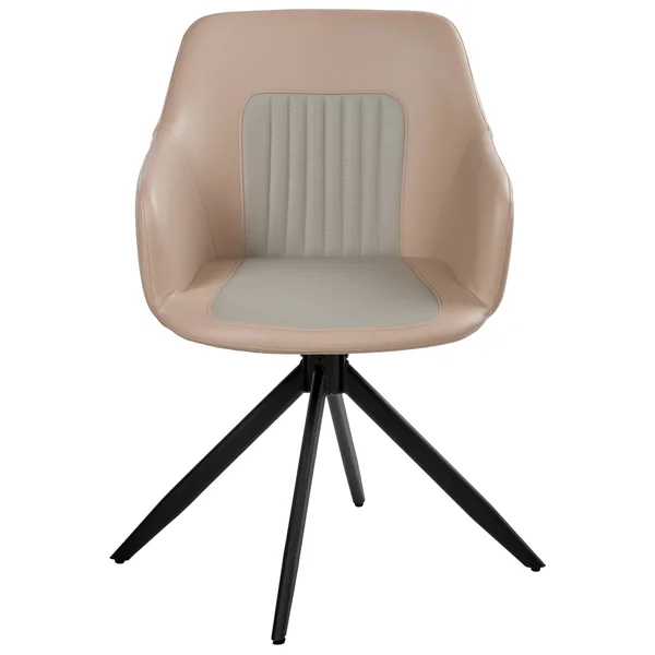 Set of 2 Dining Chairs Swivel LIKELY Faux Leather Sand Beige