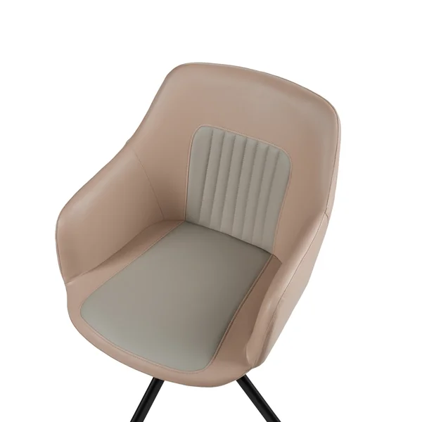 Set of 2 Dining Chairs Swivel LIKELY Faux Leather Sand Beige