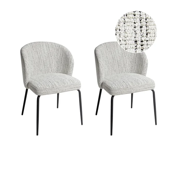 Set of 2 Dining Chairs ZANA Fabric White