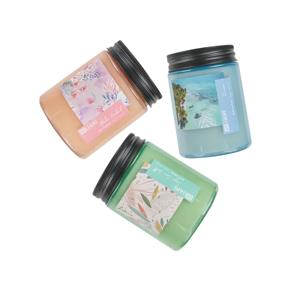 Set of 3 Scented Candles FRUITY BLOOM Soy Wax Fresh Notes Floral Notes
