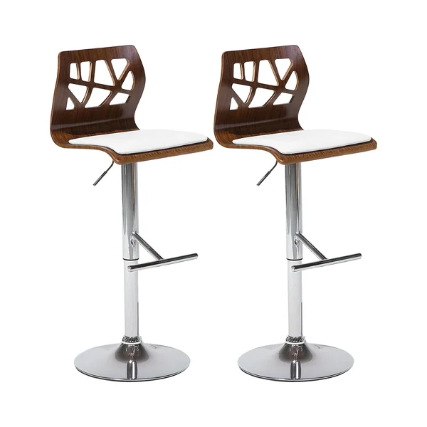 Set van 2 barstoelen PETERSBURG Kunstleer draaibaar Wit/zilver